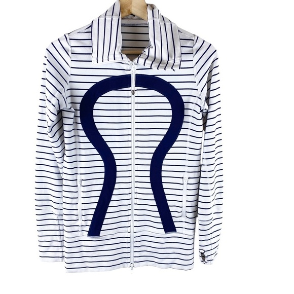 Lululemon In Stride Jacket 4 Navy Striped - Picture 4 of 12